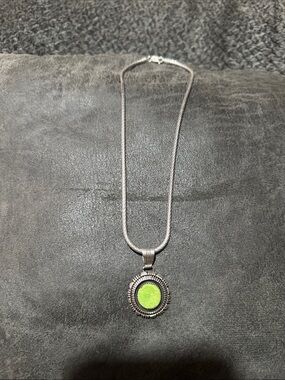 Benjamin Piaso 
Navajo Sterling Silver Artist made Gaspeite Pendant on 16" chain